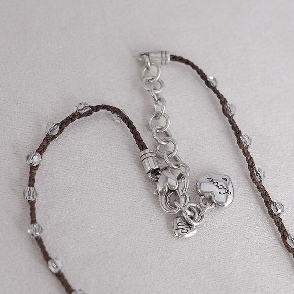 Brighton Karma Charm Necklace Retired Brown Cord Cross CZ Charms 16-18" - Picture 4 of 6